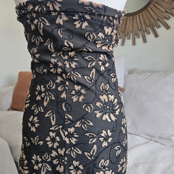 Vtg Y2K Charlotte Russe S Ruched Floral Embroidered Maxi Cinch Strapless Dress - Picture 6 of 11